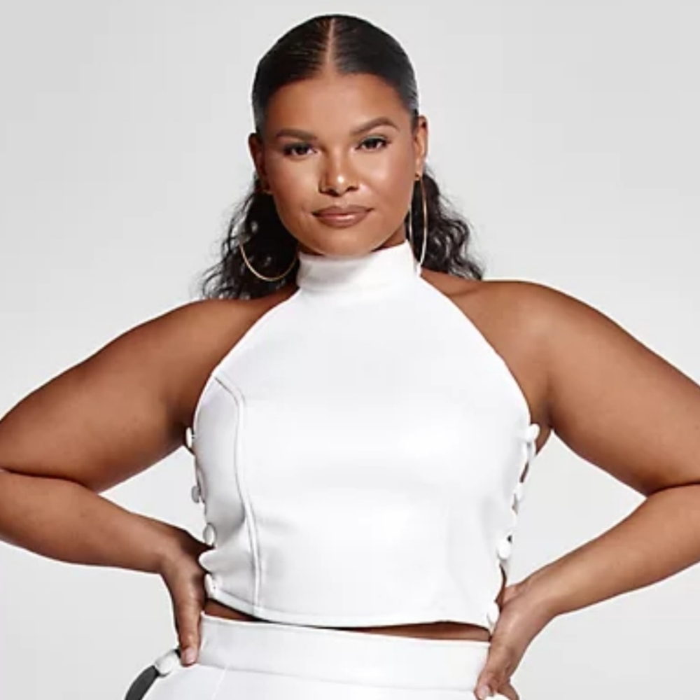 Tori Faux Leather Cutout Halter Top
